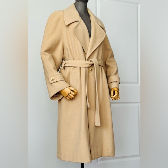 Hannah Jackets & Blazers - Vintage Camel Classic Lambswool Midi Coat | Belted Wrap Style